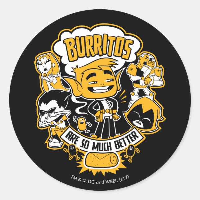 Adesivo Teen Titans Go! | Beast Boy "Burritos São Melhores (Frente)