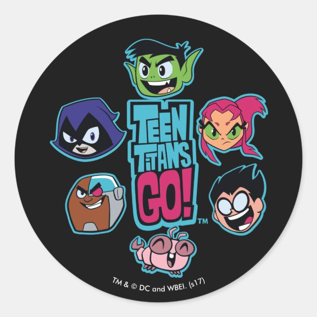 Adesivo Teen Titans Go! | Padrão da cabeça dos Titans (Frente)