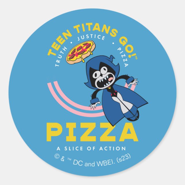 Adesivo Teen Titans Go! Raven "Truth Justice Pizza" (Frente)