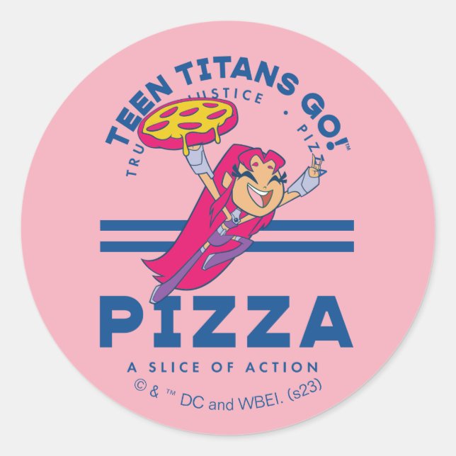 Adesivo Teen Titans Go! Starfire "Truth Justice Pizza" (Frente)