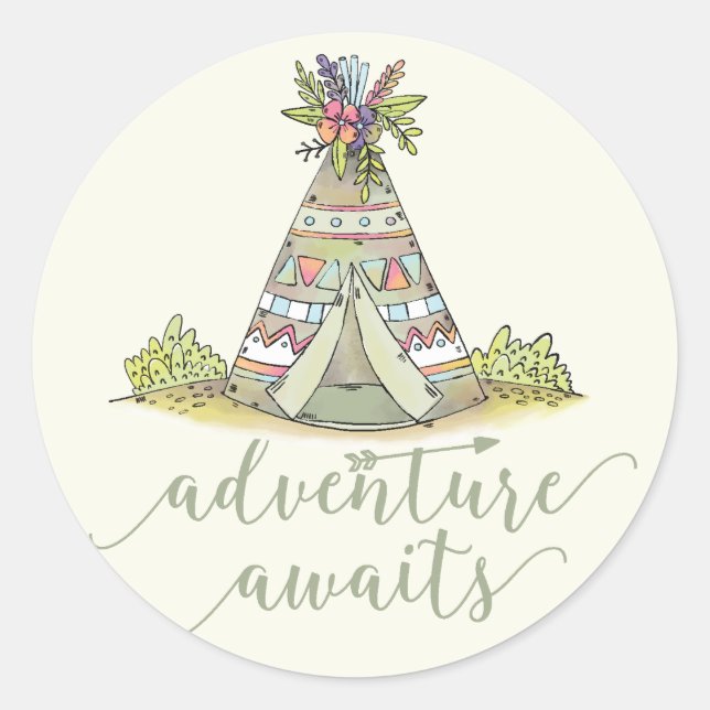 Adesivo Teepee Adventure inicia o Favor do Sticker (Frente)