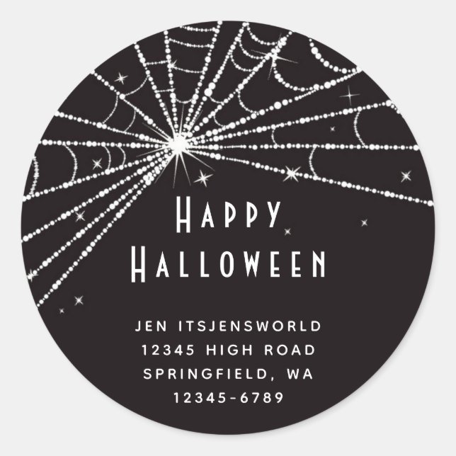 Adesivo Teia de Aranha Preta Personalizada de Halloween (Frente)