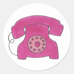 Adesivo Telefone Telefônico Rótulo Rótulo Retroativo, Rosa