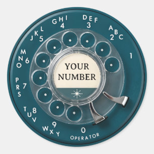 Adesivo Telefone Vintage Teal com Dial Rotativo