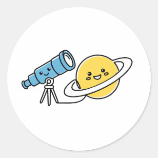 Adesivo Telescópio Fofo Observador de Saturno