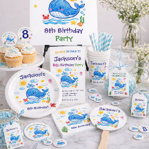 Tema Baleia Verão Aniversário Infantil Obrigado 