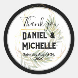 Adesivo Tema Botânico do Casamento Dourado Preto Arrancado