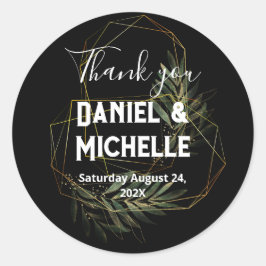 Adesivo Tema Botânico do Casamento Dourado Preto Arrancado