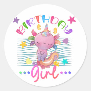 Adesivo Tema Colorido de Uma Rapariga de Aniversário do Ax