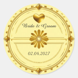 Adesivo 💗 Tema Coração Dourado de Casamento Romântico ✨