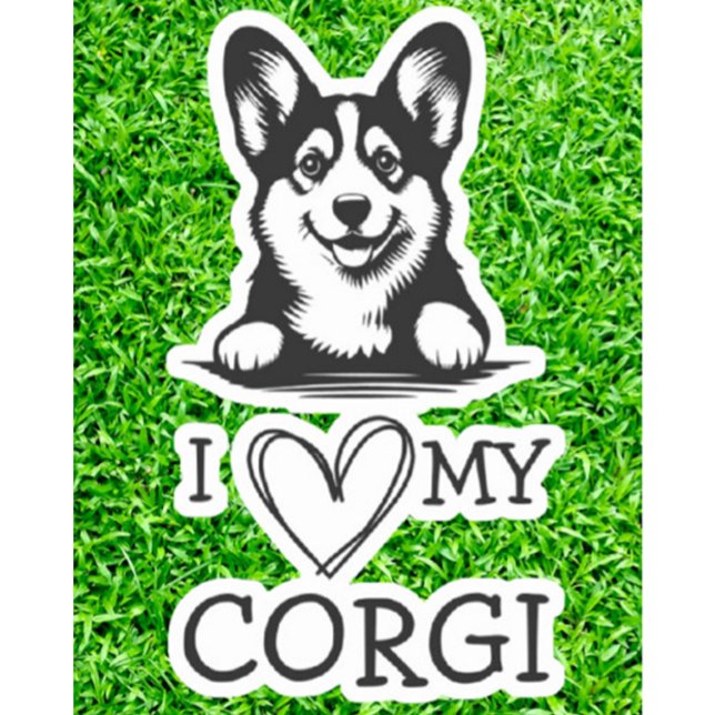 Adesivo Tema Corgi Black and White Heart (Celebrate your bond with a Corgi Best Furry Friend Theme Sticker)