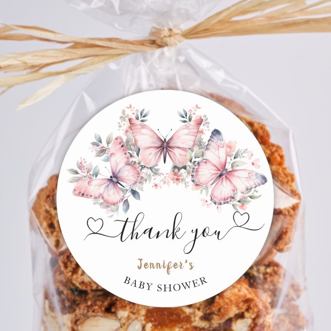 Adesivo Tema da Borboleta Rosa Favorecer o Chá de fraldas  (Criador carregado)