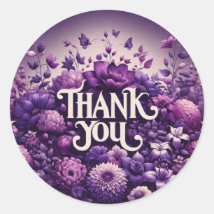 Adesivo Tema da Flor Roxo Obrigado Vinhetas