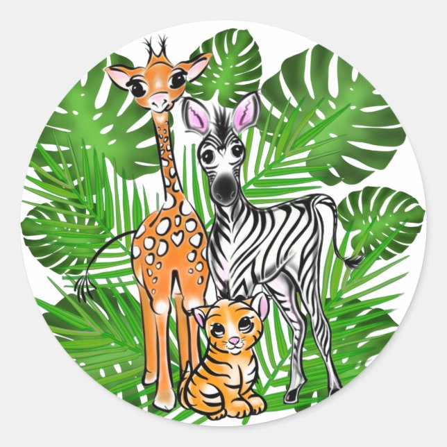 Adesivo Tema da selva de tigre-zebra-branca (Frente)