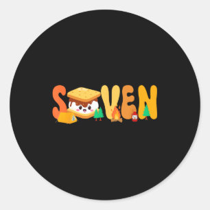 Adesivo Tema de acampamento de aniversário de 7 anos S'mor