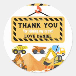 Adesivo Tema de Aniversário da Construção Personalizada Ob