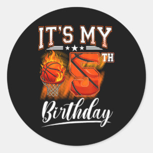 Adesivo tema de basquete de aniversário de 5 anos tema de