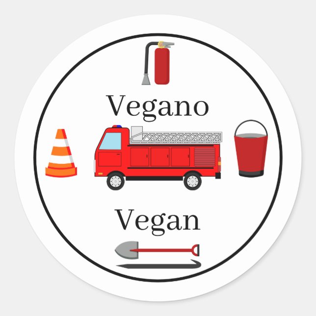 Adesivo Tema de Bombeiro Garoto Bilíngue de Aniversário (Frente)