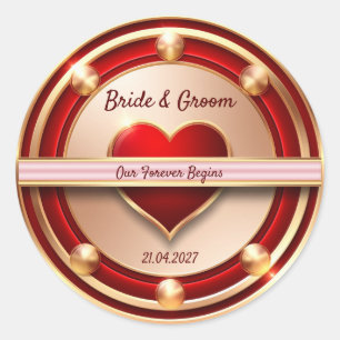 Adesivo 🌸 Tema de Casamento Romântico Rosa Dourada 💖