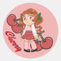Tema de Cereja Bonita Chibi com Fundo de Cereja
