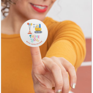 Adesivo Tema de Construção Gelado Aniversário Obrigado