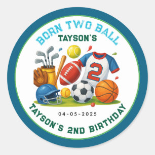 Adesivo Tema de esportes Born 2 Ball para festa de 2 anos 