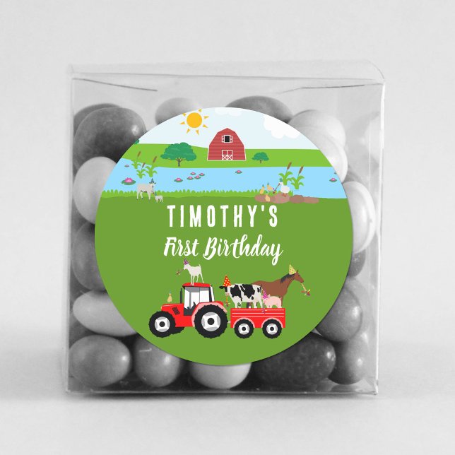 Adesivo Tema de Festa de aniversário de Animais de Criação (Criador carregado)