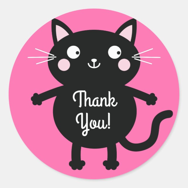 Adesivo Tema de Festa de aniversário do Gatinho Gato (Frente)