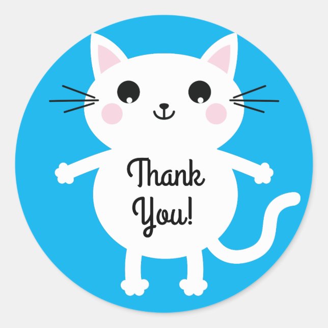 Adesivo Tema de Festa de aniversário do Gatinho Gato (Frente)