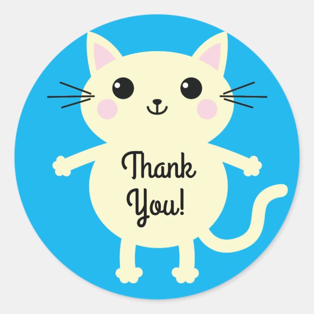 Adesivo Tema de Festa de aniversário do Gatinho Gato (Frente)