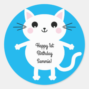 Adesivo Tema de Festa de aniversário do Gatinho Gato