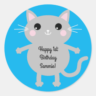Adesivo Tema de Festa de aniversário do Gatinho Gato