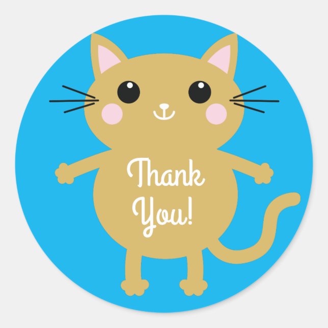 Adesivo Tema de Festa de aniversário do Gatinho Gato (Frente)