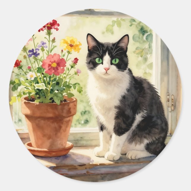 Adesivo Tema de Gato e Flor (Frente)