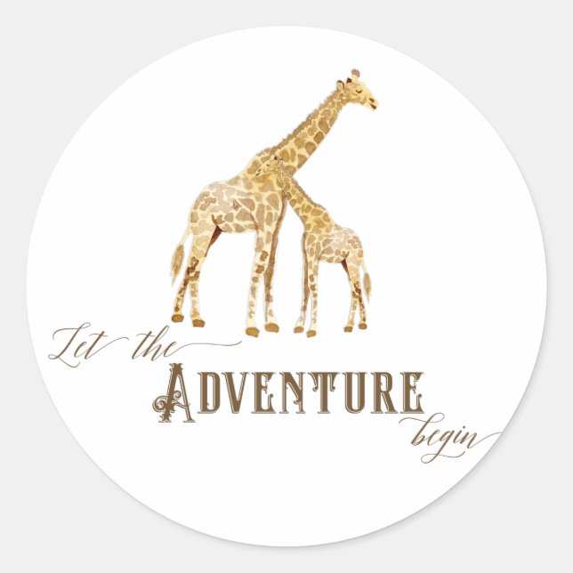 Adesivo Tema de Girafa de Chá de Bebê da Aventura (Frente)