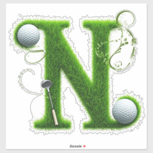 Adesivo Tema de Golfe com Letras de Grama, Bolas e Tacos