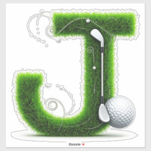 Adesivo Tema de Golfe com Letras em Grama, Bolas e Tacos