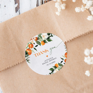 Adesivo tema de laranja de folhagem cítrica agradecimento 
