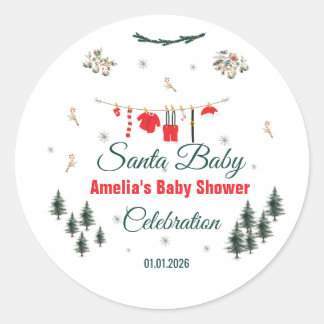 Adesivo Tema de Natal Santa Baby para Chá de Bebê