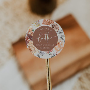 Adesivo Tema do café floral Chá de panela "Obrigados a lat