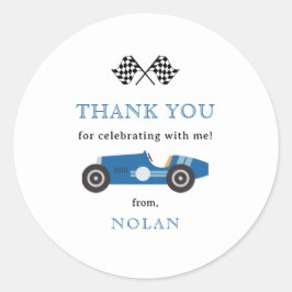 Adesivo Tema Do Carro De Raça Azul Obrigado