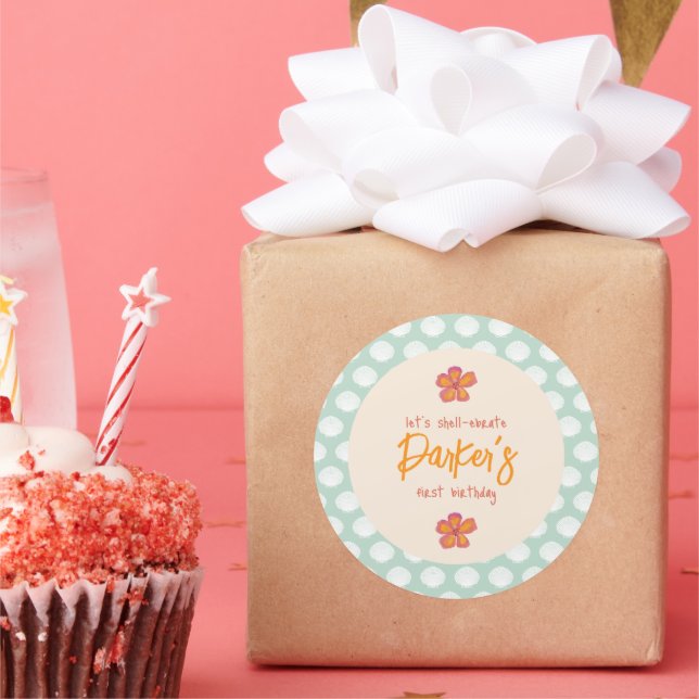 Adesivo Tema do Partido Costeiro da Praia "Shell-Ebration" (Festa)