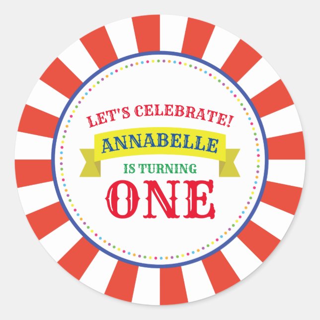 Adesivo Tema do Partido do primeiro aniversario Colorido C (Frente)