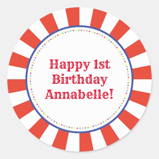 Adesivo Tema do Partido do primeiro aniversario Colorido C (Frente)