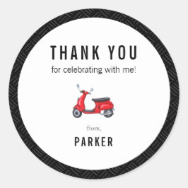 Adesivo Tema do Patinete Retro Vermelho Obrigado