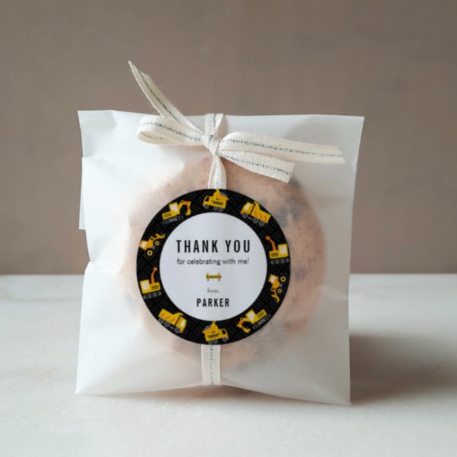 Adesivo Tema dos Caminhões de Construção Obrigado (Criador carregado)