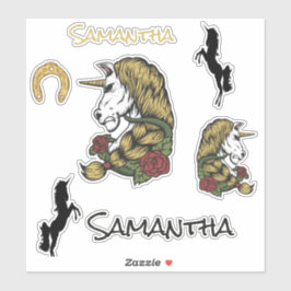 Adesivo Tema Dourado do Warrior Unicorn