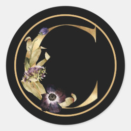 ADESIVO TEMA DOURADO MONOGRAMA C COM DISPOSIÇÃO FLORAL