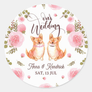 Adesivo tema floral e animal de convite para o casamento