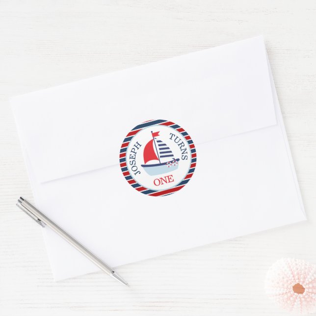 Adesivo Tema Fofo de Barco à Vela Náutico (Envelope)